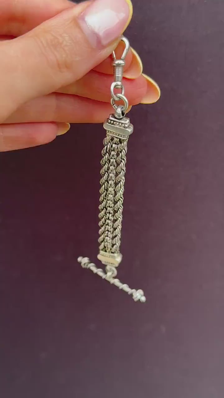 Antique Silver Multi-Strand Pendant with Dog Clip and T-bar Drop