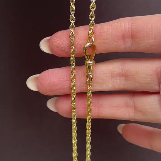 Antique 9ct Yellow Gold 19.5" Lovers Knot Link Chain Necklace