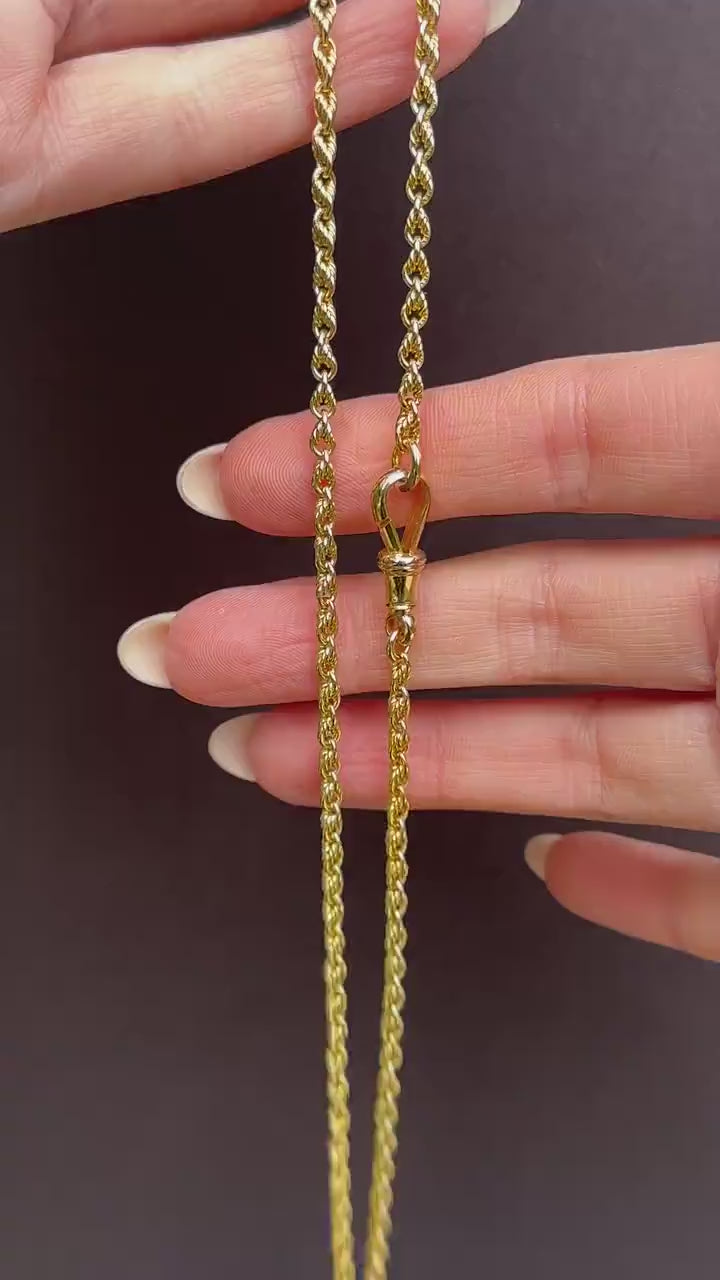 Antique 9ct Yellow Gold 19.5" Lovers Knot Link Chain Necklace