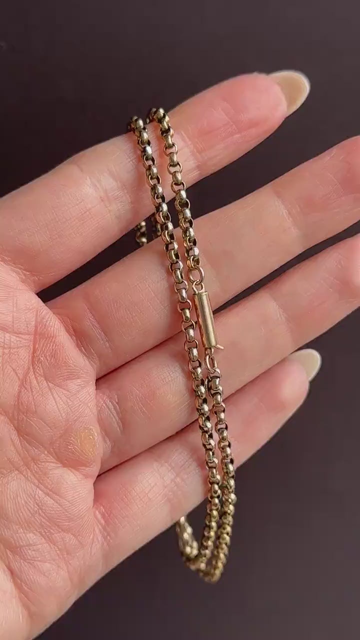 Antique Victorian 9ct Gold Faceted Belcher Link Chain Necklace with Barrel Clasp | 18"