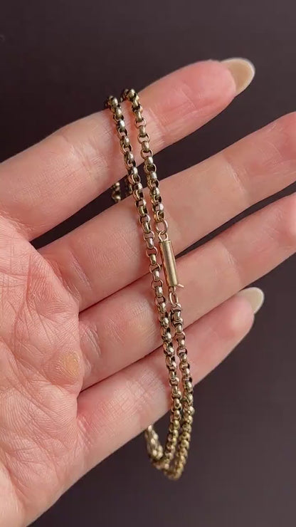 Antique Victorian 9ct Gold Faceted Belcher Link Chain Necklace with Barrel Clasp | 18"
