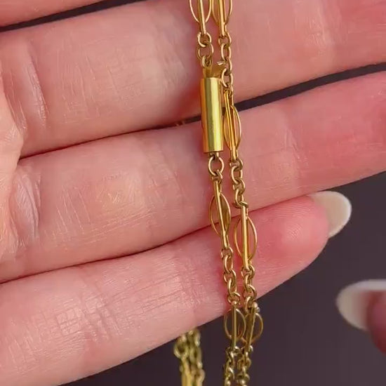 Antique 9ct Yellow Gold Fancy Chain with Barrel Clasp | 17"