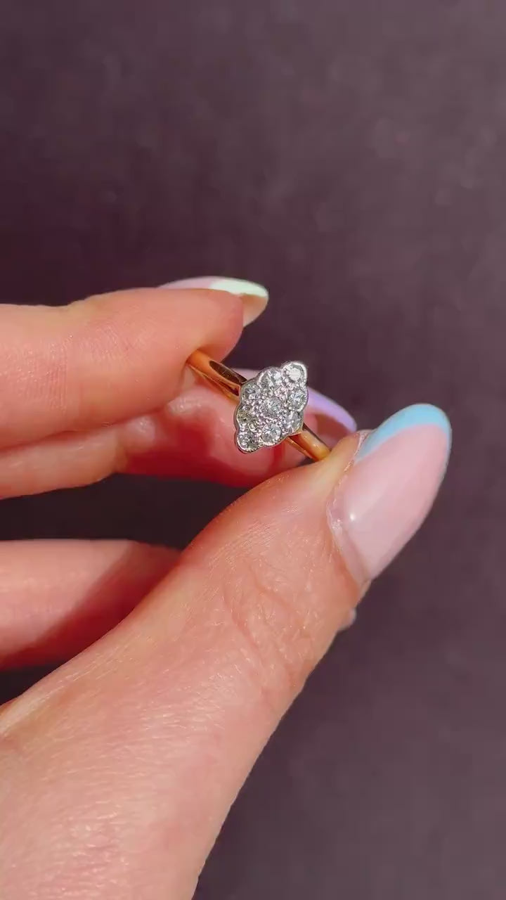 Art Deco Diamond Navette 18ct Gold and Platinum Ring