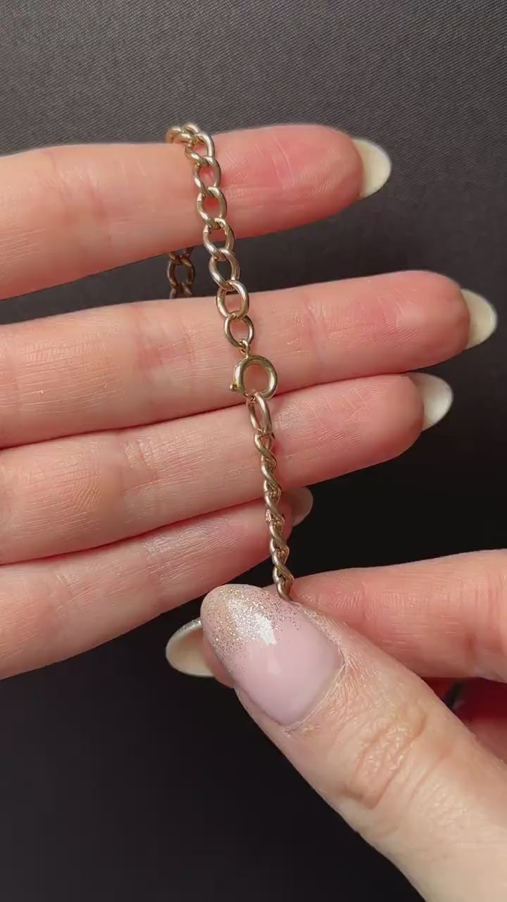 Vintage Curb 9ct Gold Bracelet with Dog Clip Fastener | 7.5" | Dated 1988