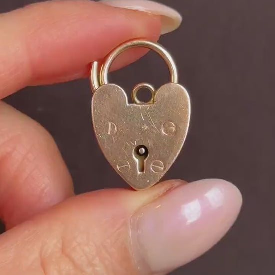 Vintage 9ct Rose Gold Heart Padlock Pendant