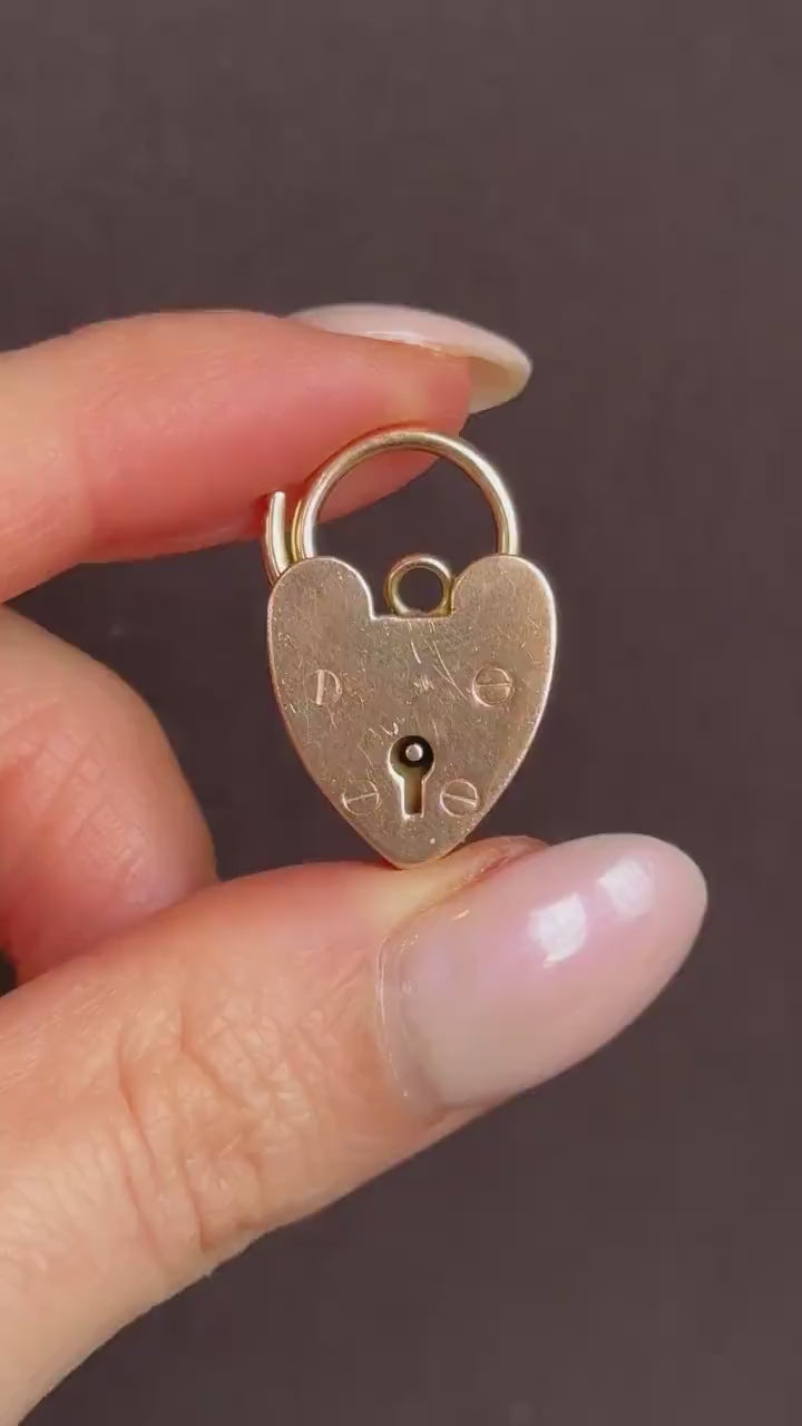 Vintage 9ct Rose Gold Heart Padlock Pendant