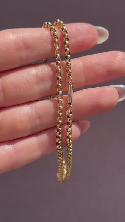 Antique 9ct Gold Faceted Belcher Link Chain Necklace with Barrel Clasp | 18.5"