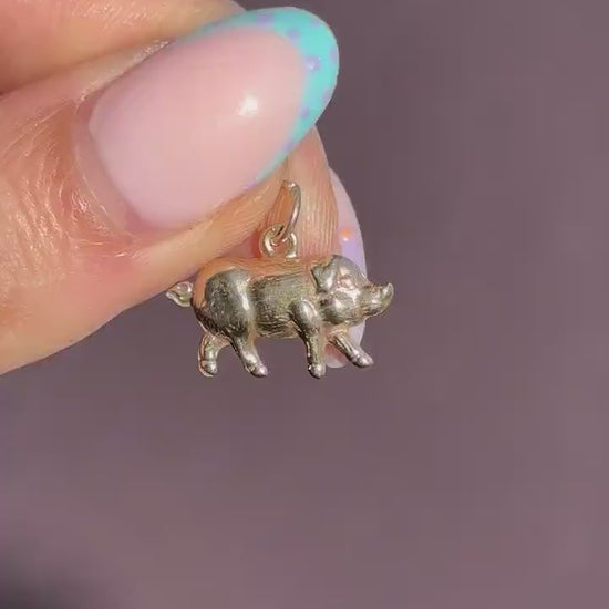 Vintage 9ct Gold Lucky Pig Charm Pendant | London 1966