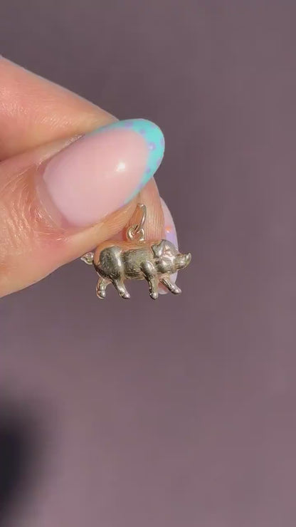 Vintage 9ct Gold Lucky Pig Charm Pendant | London 1966
