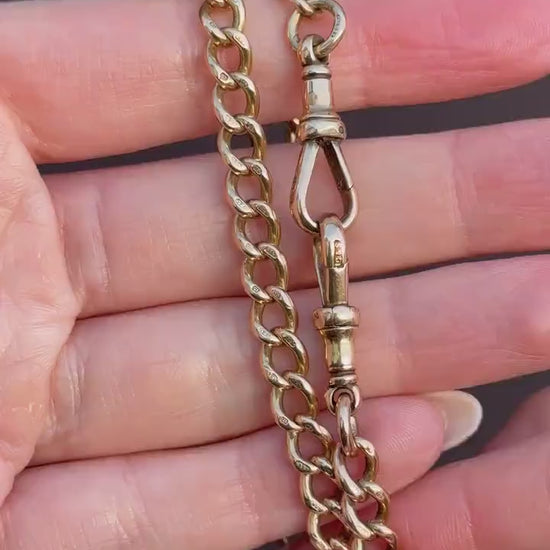 Antique 15ct Gold Curb Link Double Dog Clip Chain Necklace | 16.8"