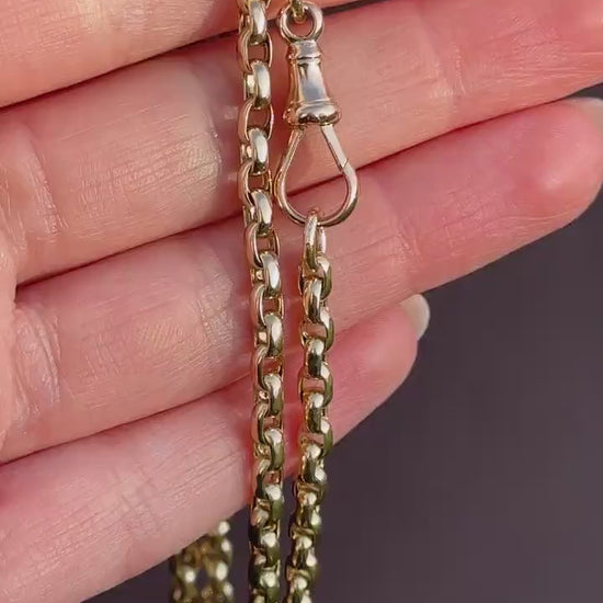 Antique Victorian 9ct Gold Faceted Link Chain Necklace with Dog Clip | 21"