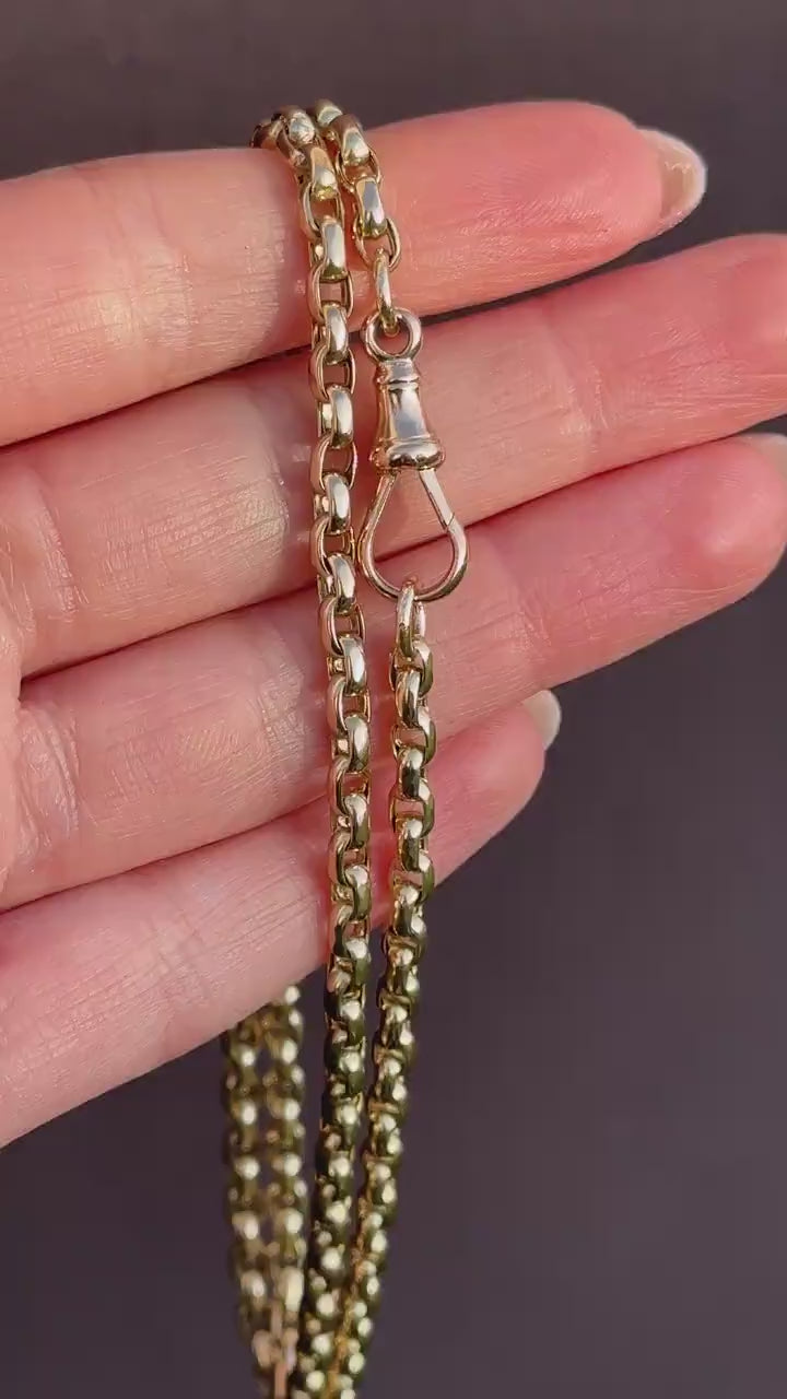 Antique Victorian 9ct Gold Faceted Link Chain Necklace with Dog Clip | 21"