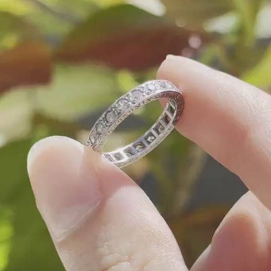 Art Deco Spinel 9ct White Gold Full Eternity Band Ring | Vintage