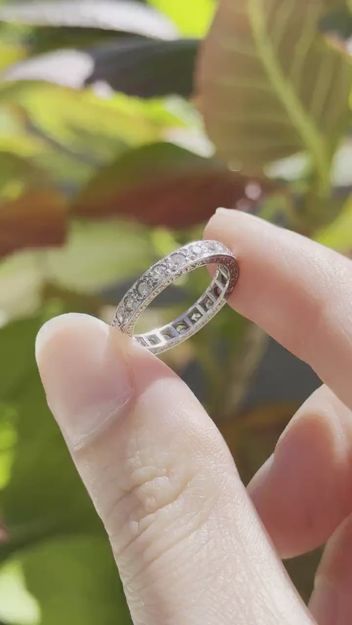 Art Deco Spinel 9ct White Gold Full Eternity Band Ring | Vintage