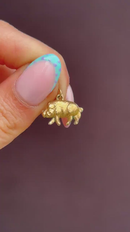 Vintage 9ct Gold Lucky Pig Charm Pendant | Birmingham 1975
