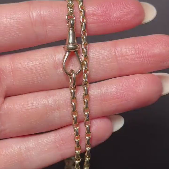 Antique Victorian 9ct Gold Faceted Link Chain Necklace with Dog Clip | 19.5"
