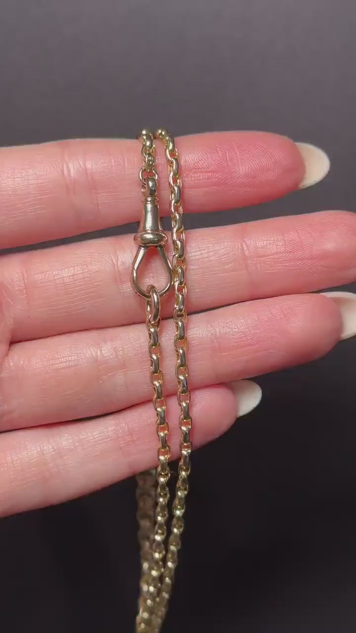 Antique Victorian 9ct Gold Faceted Link Chain Necklace with Dog Clip | 19.5"