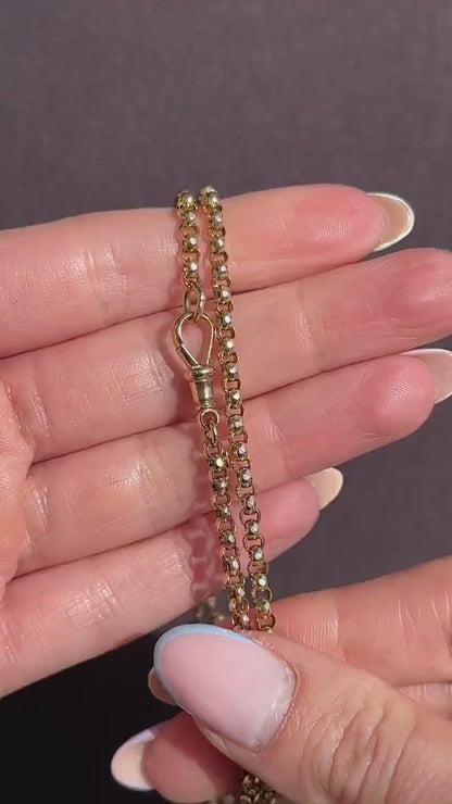 Antique Victorian 9ct Gold Faceted Belcher Link Chain Necklace with Dog Clip | 21"