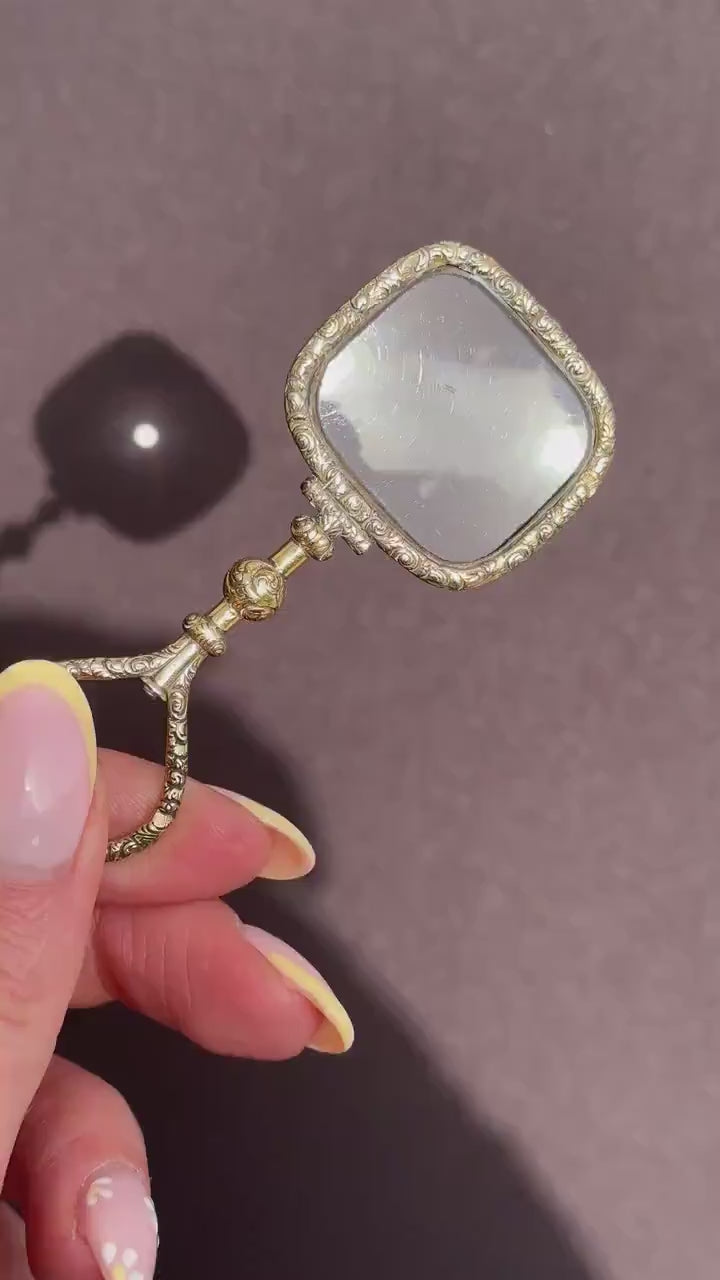 Antique Quizzing Magnifying Glass Rolled Gold Pendant | Georgian