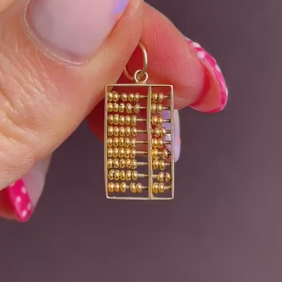 Vintage 14ct Yellow Gold Abacus Charm Pendant