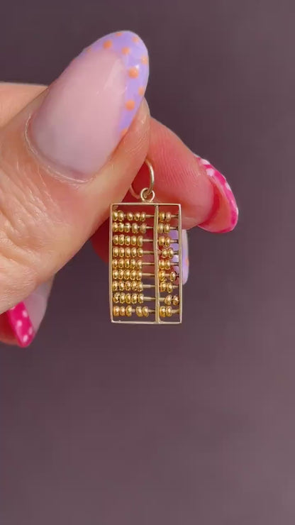Vintage 14ct Yellow Gold Abacus Charm Pendant