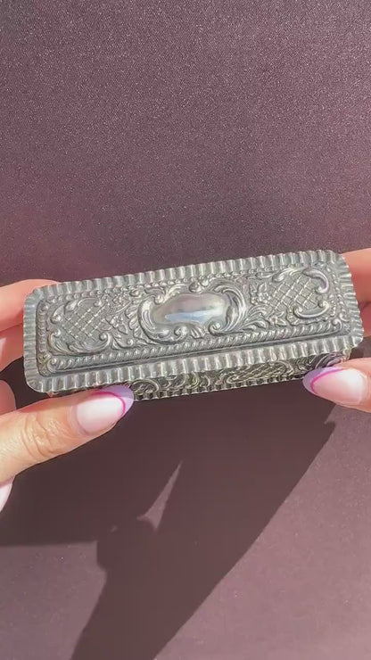 Antique Edwardian '1904' Hallmarked Sterling Silver Fancy Trinket Jewellery Box