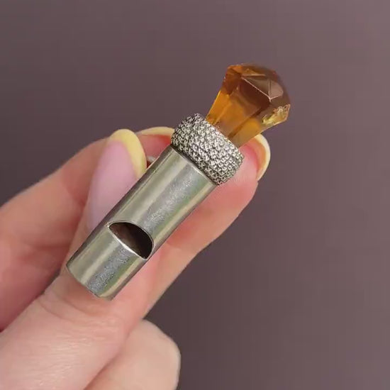 Antique Scottish Thistle Sterling Silver Whistle Charm Pendant