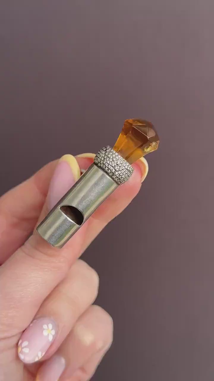 Antique Scottish Thistle Sterling Silver Whistle Charm Pendant