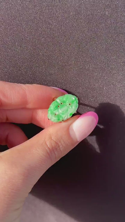 Art Deco Carved Jade 9ct Gold Panel Ring | Antique Vintage