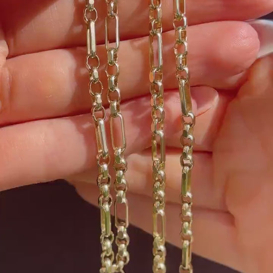 Vintage 9ct Yellow Gold 18″ Fancy Link Chain Necklace