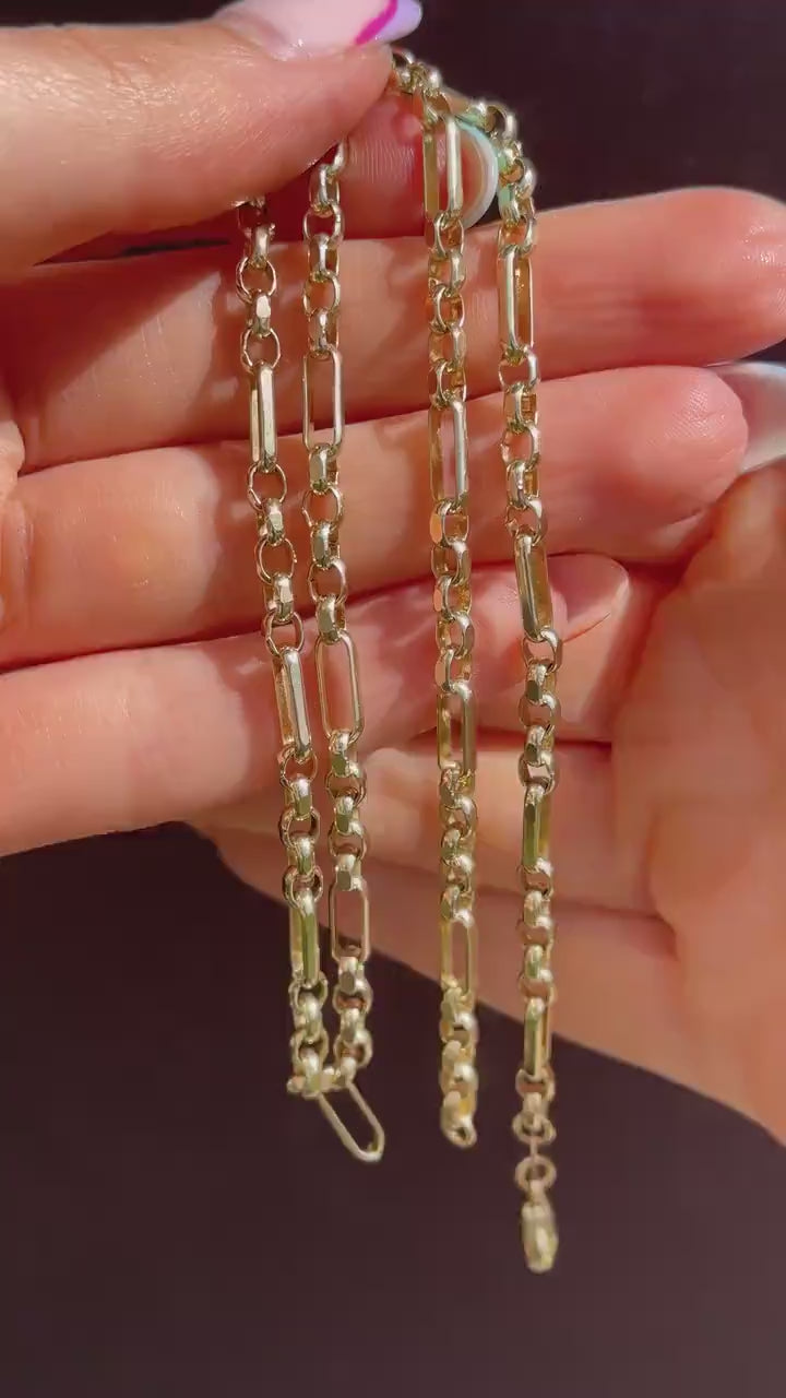Vintage 9ct Yellow Gold 18″ Fancy Link Chain Necklace