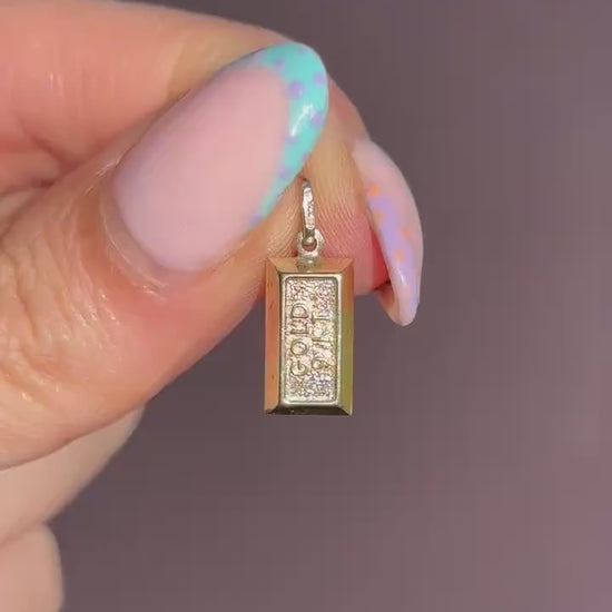 Vintage 9ct Gold Bar Ingot Charm Pendant