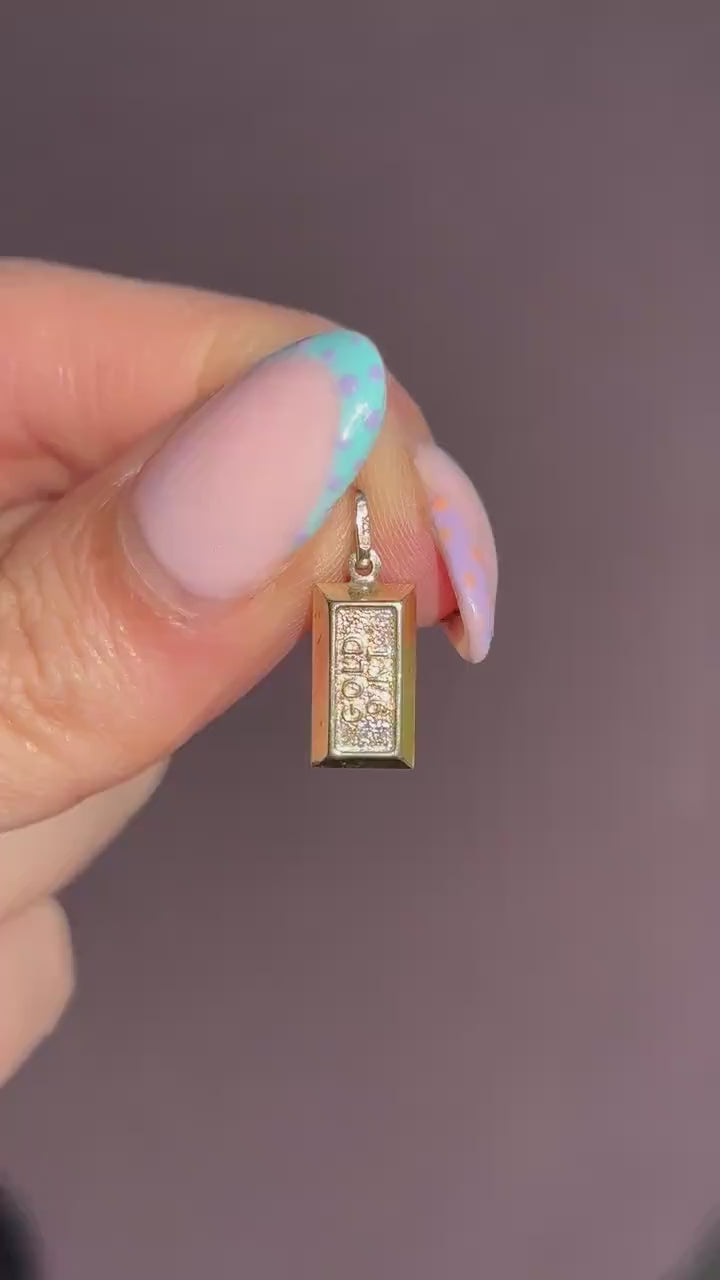 Vintage 9ct Gold Bar Ingot Charm Pendant