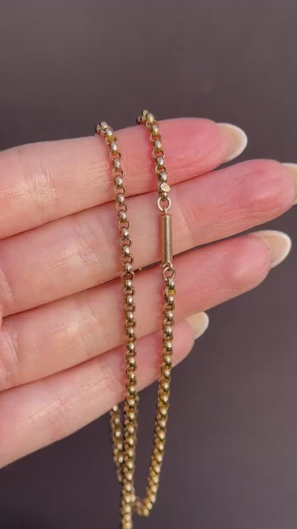 Antique 9ct Gold Faceted Belcher Link Chain Necklace with Barrel Clasp | 17.5"