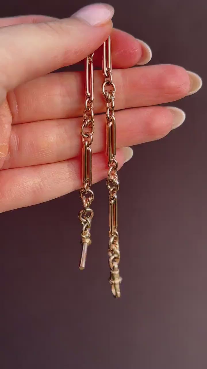 Vintage 9ct Rose Gold Trombone Knot Link Bracelet with Dog Clip and T-bar | 8"