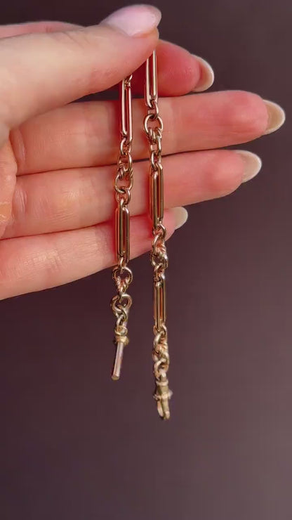 Vintage 9ct Rose Gold Trombone Knot Link Bracelet with Dog Clip and T-bar | 8"