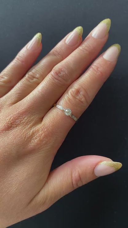 Art Deco Old Cut Diamond Bezel Solitaire Gold Ring | Antique Engagement Ring