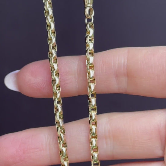 Antique Victorian 9ct Gold Faceted Link Chain Necklace with Dog Clip | 20"