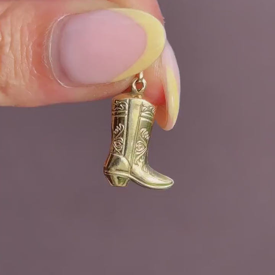 Vintage Cowboy Boot 9ct Yellow Gold Charm Pendant