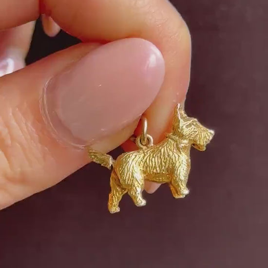 Vintage 9ct Gold Articulated Scottie Westie Terrier Dog Charm - 1960