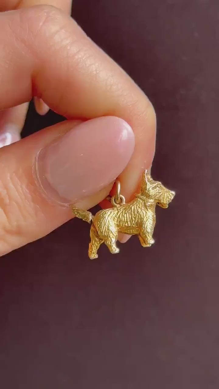 Vintage 9ct Gold Articulated Scottie Westie Terrier Dog Charm - 1960