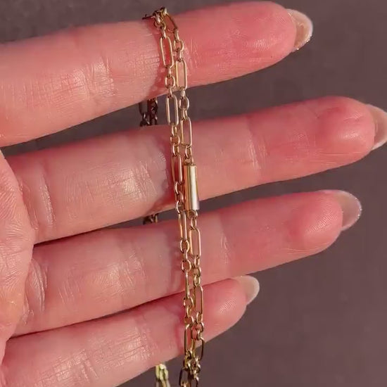 Antique 15ct Gold Paperlink Chain with Barrel Clasp | 16.5" Length