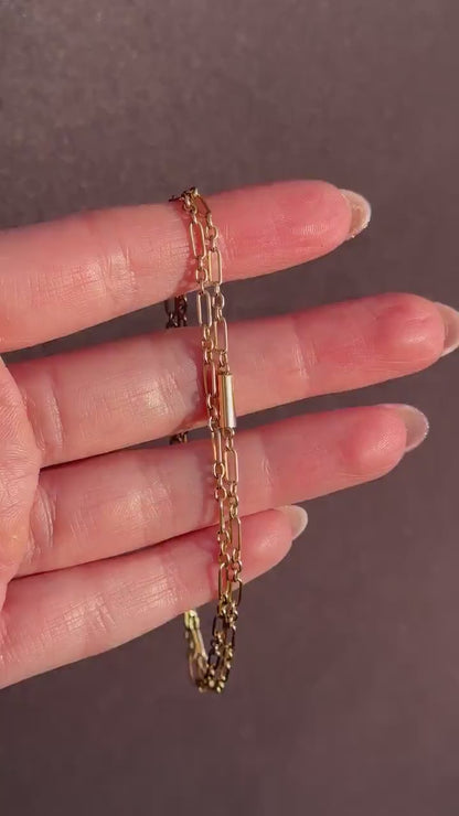 Antique 15ct Gold Paperlink Chain with Barrel Clasp | 16.5" Length