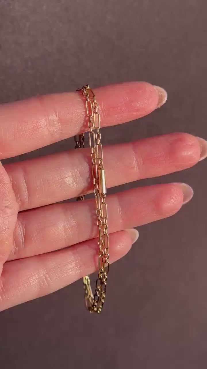 Antique 15ct Gold Paperlink Chain with Barrel Clasp | 16.5" Length