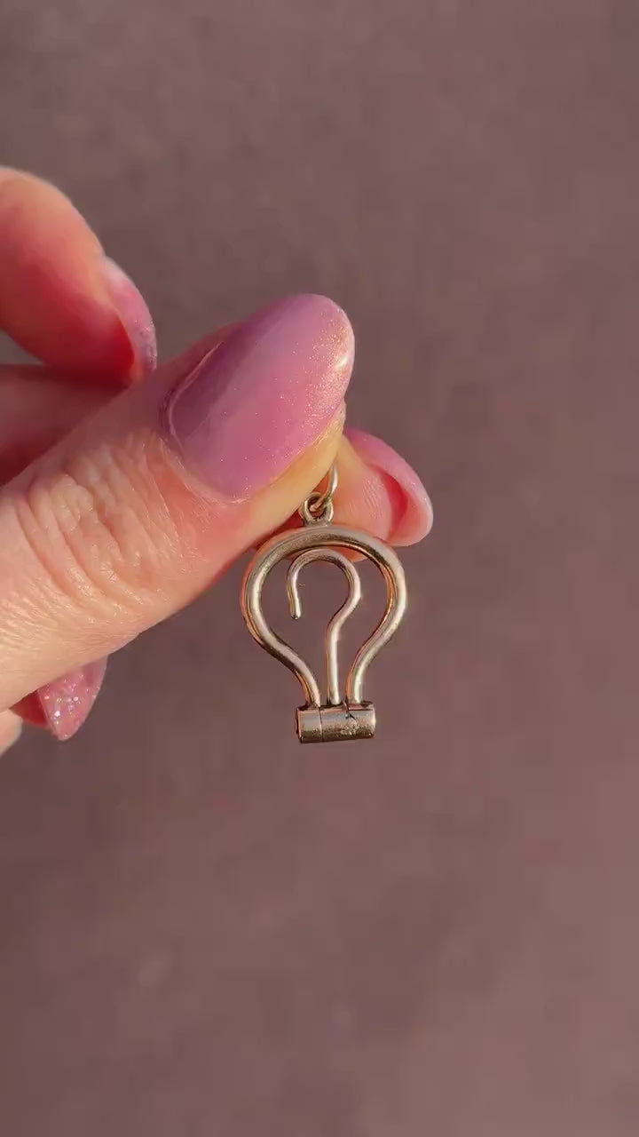 Antique Victorian 9ct Gold Folding Button Hook Pendant - Extender