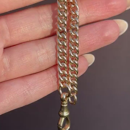 Antique 9ct Gold Curb Link Dog Clip Bracelet | 7"