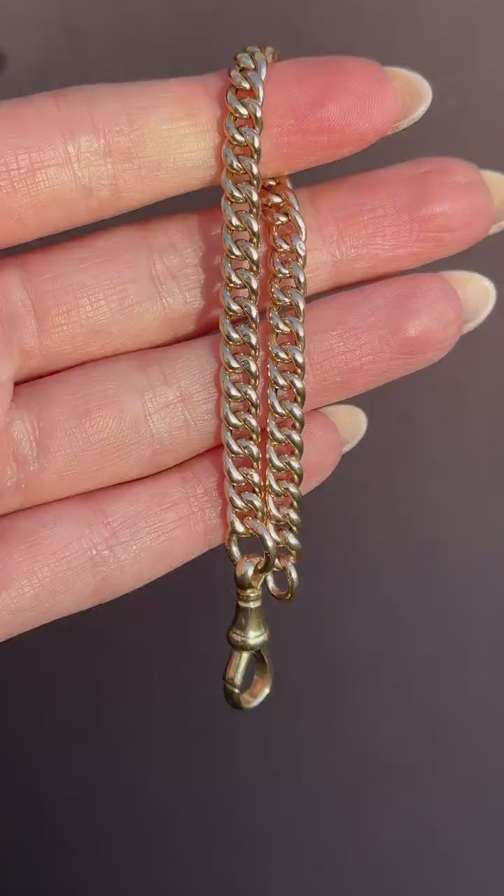Antique 9ct Gold Curb Link Dog Clip Bracelet | 7"