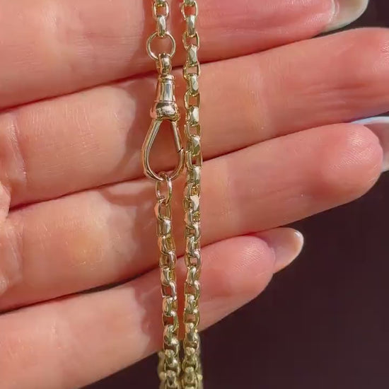 Antique Victorian 9ct Gold Faceted Link Chain Necklace with Dog Clip | 21.5"