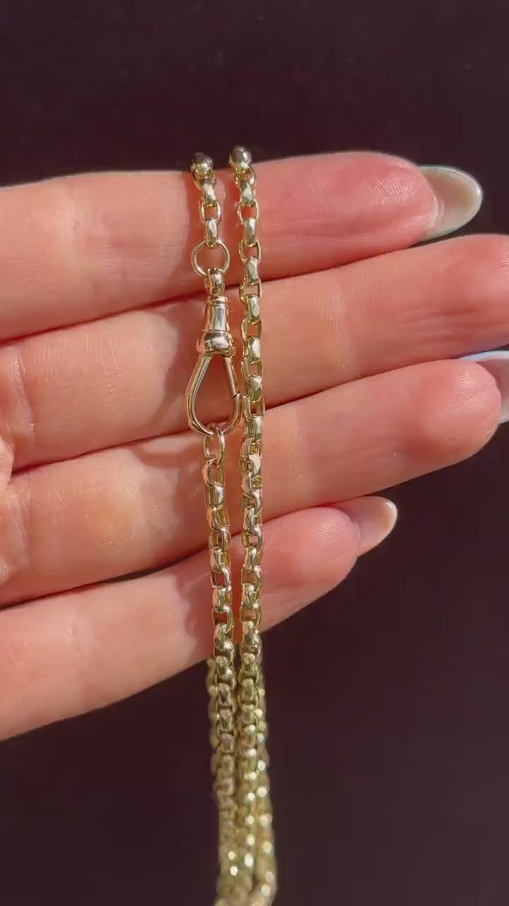 Antique Victorian 9ct Gold Faceted Link Chain Necklace with Dog Clip | 21.5"