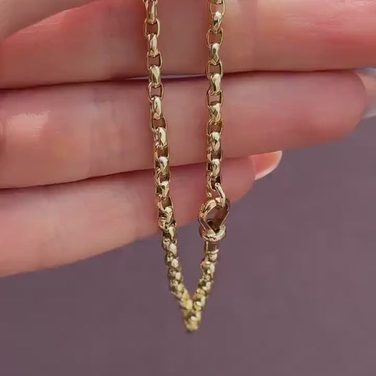 Antique 9ct Yellow Gold Belcher Link Bracelet with Dog Clip | 7.5" Length